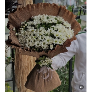 Vintage Kaplamalı Beyaz Papatya