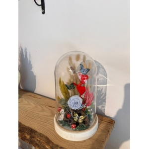 Fanusta Açık Mavi Solmayan Gerçek Gül