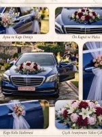 Bordo ve Pembe Tonlu Lüks Gelin Arabası Süslemesi
