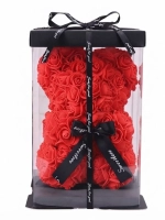 Kutu İçinde Gül Tasarımlı Kırmızı Teddy Ayıcık